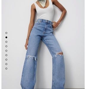 HIGH RISE WIDE LEG FULL LENGTH JEANS (TRENDING)